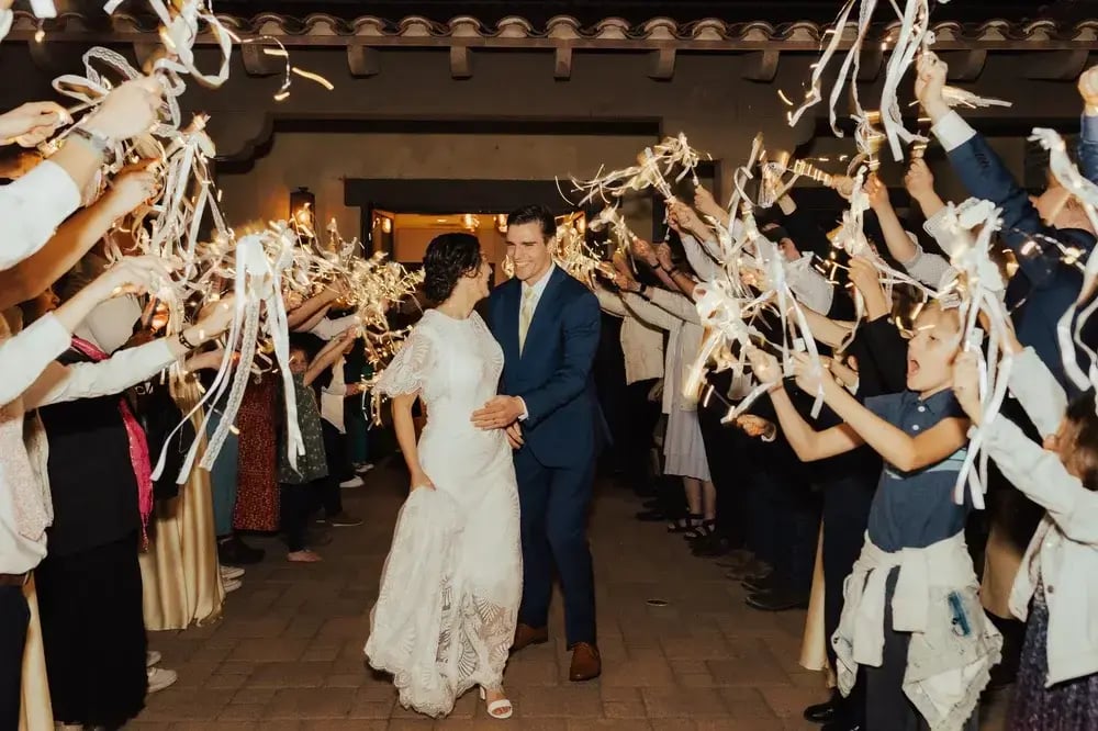 Tartan Fields wedding exit sparklers