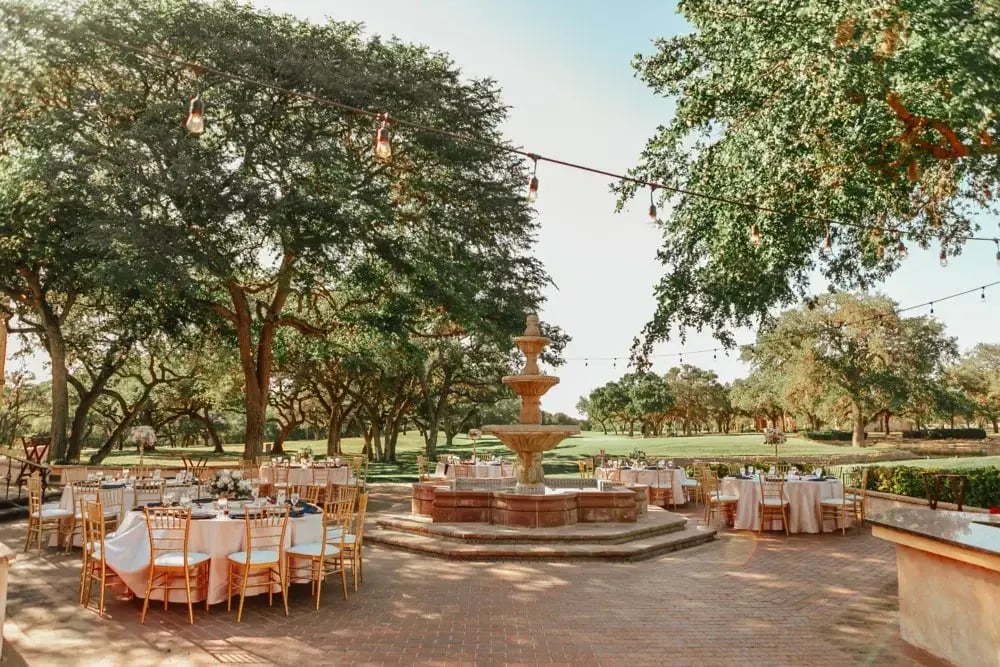 Dominion wedding reception fountain terrace