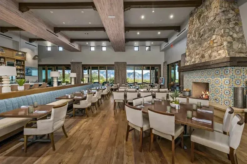 Stone Canyon dining room fireplace