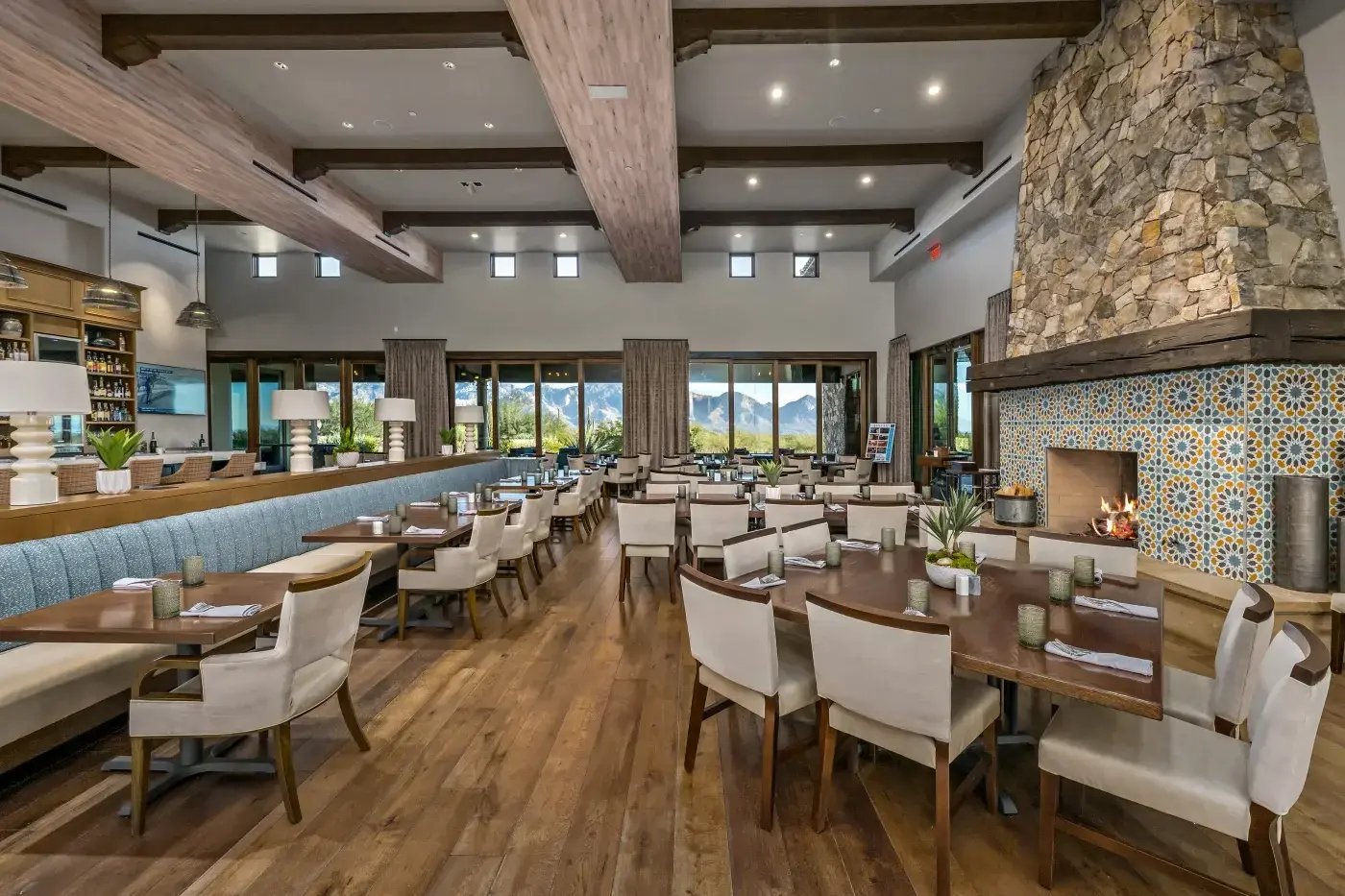 Stone Canyon dining room fireplace