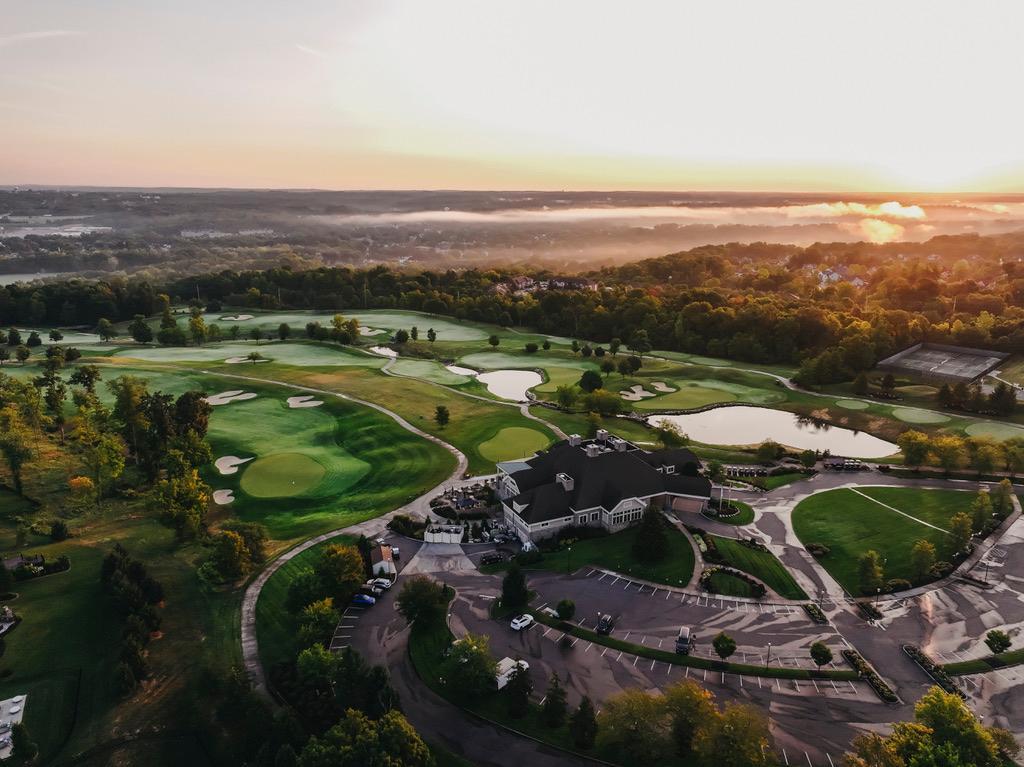 View of the TPC River's Bend Clubhouse from the air