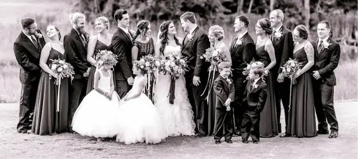 Tierra Rejada wedding party b&w
